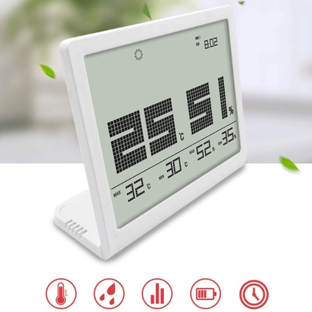 Hygrometro Digitale Termometro for Interni L'umidità del Calibro di umidità termometro Sottile termometro di precisione del Display Digitale del Desktop (Color : White)