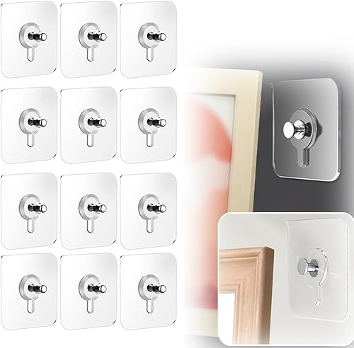Ganchos adhesivos sin taladros, colgadores de fotos mejorados sin clavos, ganchos adhesivos de montaje en pared para colgar, ganchos de pared sin