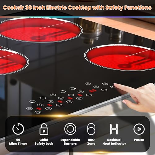 Image of Electric Cooktop 30 Inch 5 Burner 8400W High Power 240V