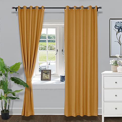 Fcoise Linen Blackout Drapes Extra Long & Extra Wide Grommet Curtain Panels with Adjustable Tieback, Bedroom Curtains for Nursery Boys Girls Kids Children, 2 Panels, 50