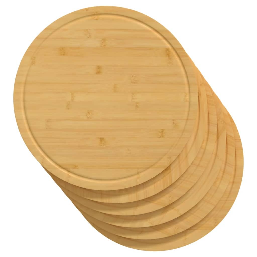 Genérico Tablas de Cortar 6 uds bambú Ø40x1,5 cm,Cocina y Comedor,Herramientas y Utensilios de Cocina,Tablas de cortar-352779