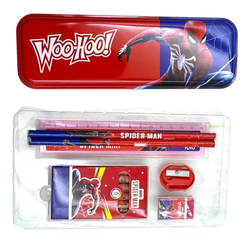 Image of Smily Buds Spidarmen Theme Stationery Set for Kids | 12-Piece Stationary Kit for Boys & Girls Age 3-15 Years - Return Gifts -School Supplies & Learning Gift for Kids (SPIDDER-MAN)