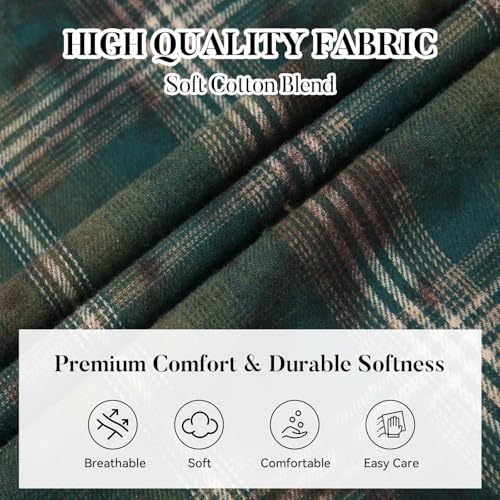 Image of WARHORSEE Flannel Shirt for Men Long Sleeve Button Down Plaid Shirts