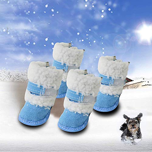 Urbest® 4Pcs Detachable Closure Puppy Dog Shoes, 2020 New Booties Boots For Small And Medium Dogs (3#, Blue) #TOP6