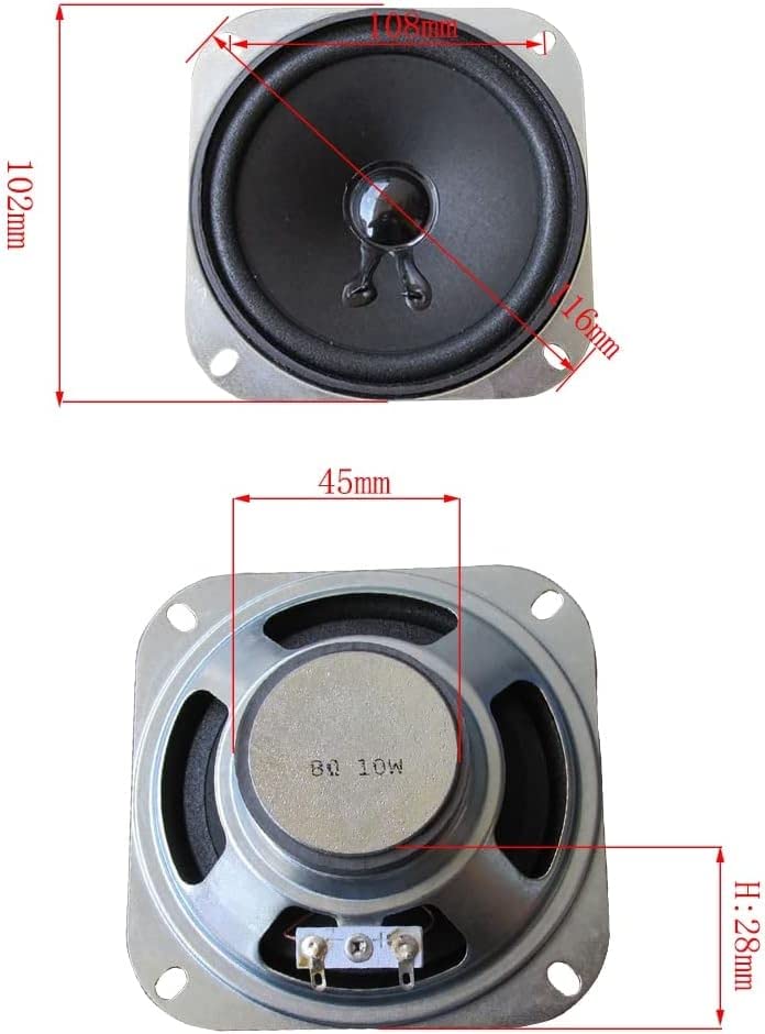 Desconocido 2 Altavoces de 4 Pulgadas Tree/Medium/Bass Woofer 8ohm 10W Altavoz de frecuencia Completa Altavoces súper Finos para Cine en casa DIY