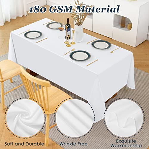 Leqee Rectangle Tablecloth,6 Pack 90 * 132Inch Stain And Wrinkle Resistant Polyester Table Cloth,Decorative Fabric Table Cover For Kitchen,Dinning,Party,Wedding Rectangular(White) #TOP2