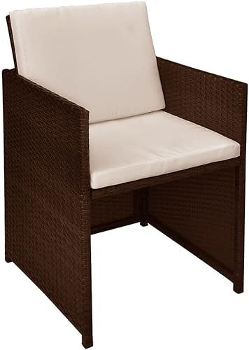 Miniatura 7 de Juego de 3 piezas de bistró para exteriores, muebles de patio modernos con ratán sintético de poliéster marrón, crema, mesa rectangular y 2 sillas