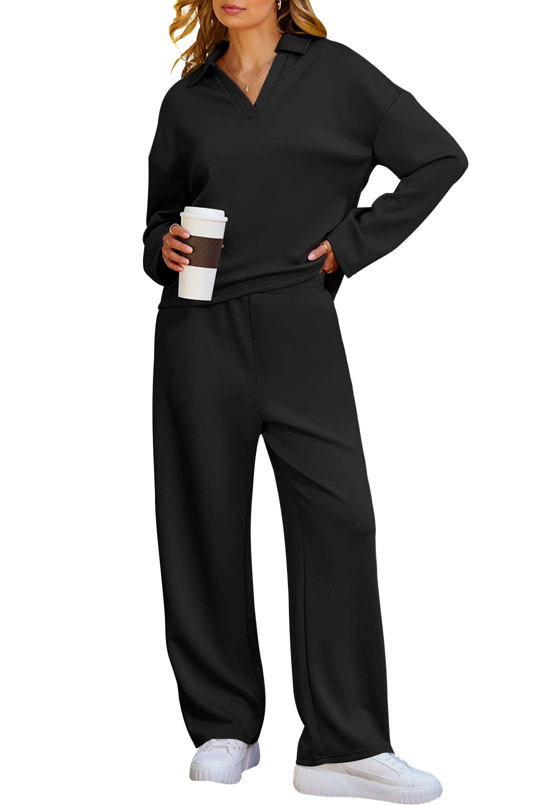 MEROKEETY Women's 2 Piece Outfits Sweatsuit Long Sleeve Sweatshirt Sweatpant Tracksuit Lounge Sets