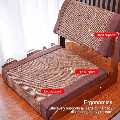 Silla plegable de meditación, silla baja japonesa con soporte trasero, asiento de suelo para ventanas de bahía, balcón, sala de estar, dormitorio