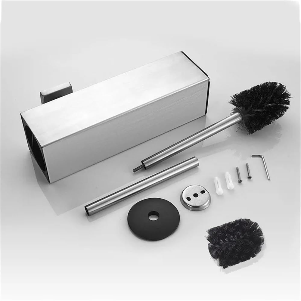 Herramienta de fregado Cepillo de baño Cuadrado Lujo Ligero, Acero Inoxidable, for Montar en el Suelo Limpieza Profunda del baño(Floor-Brushed Silver)