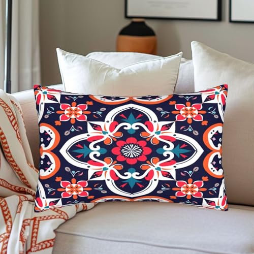 Housse coussin 50x80 cm lot de 2 rectangulaire mandala pour canapé salon