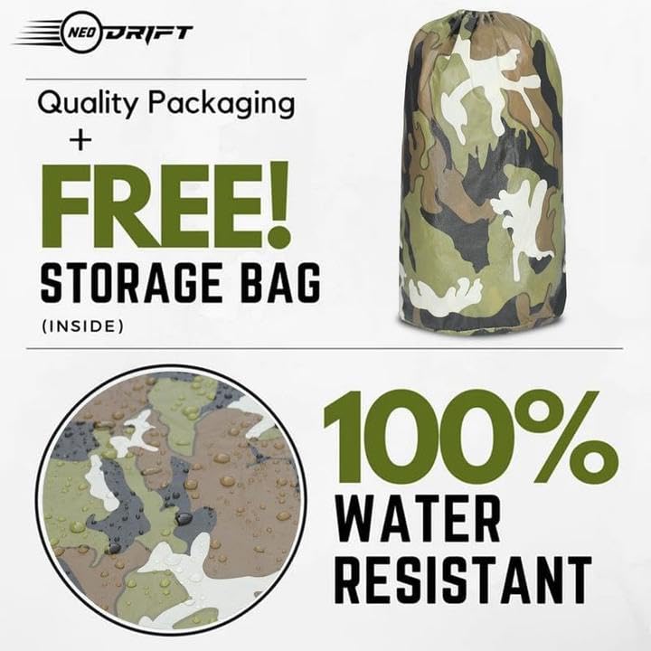 Image of NEODRIFT 'JungleTech' Car Cover for MG M9 (100% Water-Resistant, All Weather Protection, Tailored Fit, Multi-Layered & Breathable Fabric) (Colour: Military)
