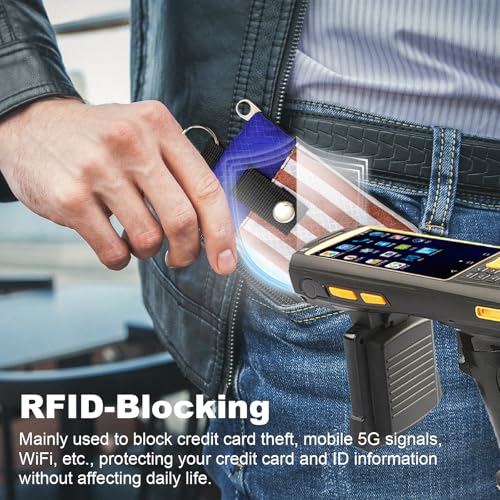 Image of Minimalist RFID Wallet with Lanyard, Multi-functional ID Case with 2 Zipper Pockets and Key Chain for Men and Women, Tactical Badge Pouch Cards Holder, Coin Purse for Travel Sports - Two-Tone