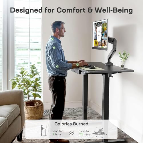 Image of Marsail 48x24 Electric Standing Desk - Adjustable Height Computer Desk with Memory Presets, Storage Bag & Cable Management for Home Office & Gaming Workstations