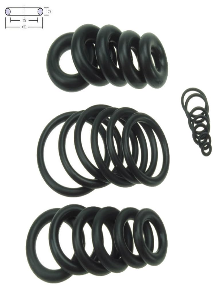 Junta de juntas tóricas de caucho de nitrilo, juntas tóricas de nitrilo CS de 1,5 mm, arandela de sellado resistente al aceite de 5-80 mm de diámetro exteri0r, 10 unidades, color negro(58mm)