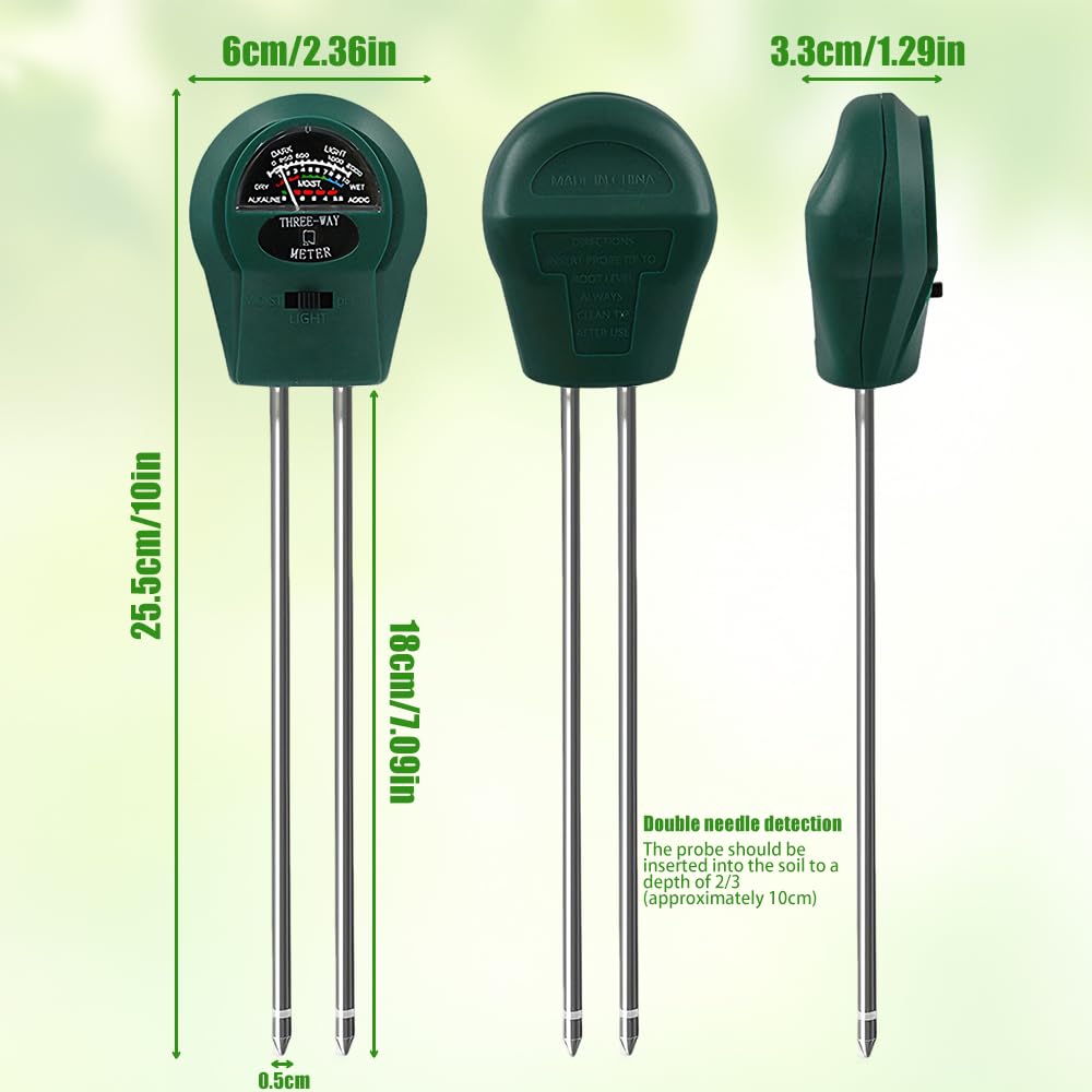 4PCS Testeur Humidité Plante, Humidimètre Sol pour Plantes, Testeur de Sol 3 en 1, Humidimètre pour Plantes, Compteur de Sol avec PH/Température/Lumière, Convient pour Jardinage Pelouse Jardin