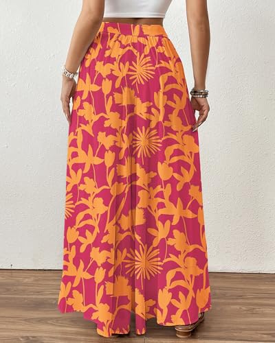 Image of Bsubseach Women Wide Leg Pants Floral Flowy Palazzo Pants