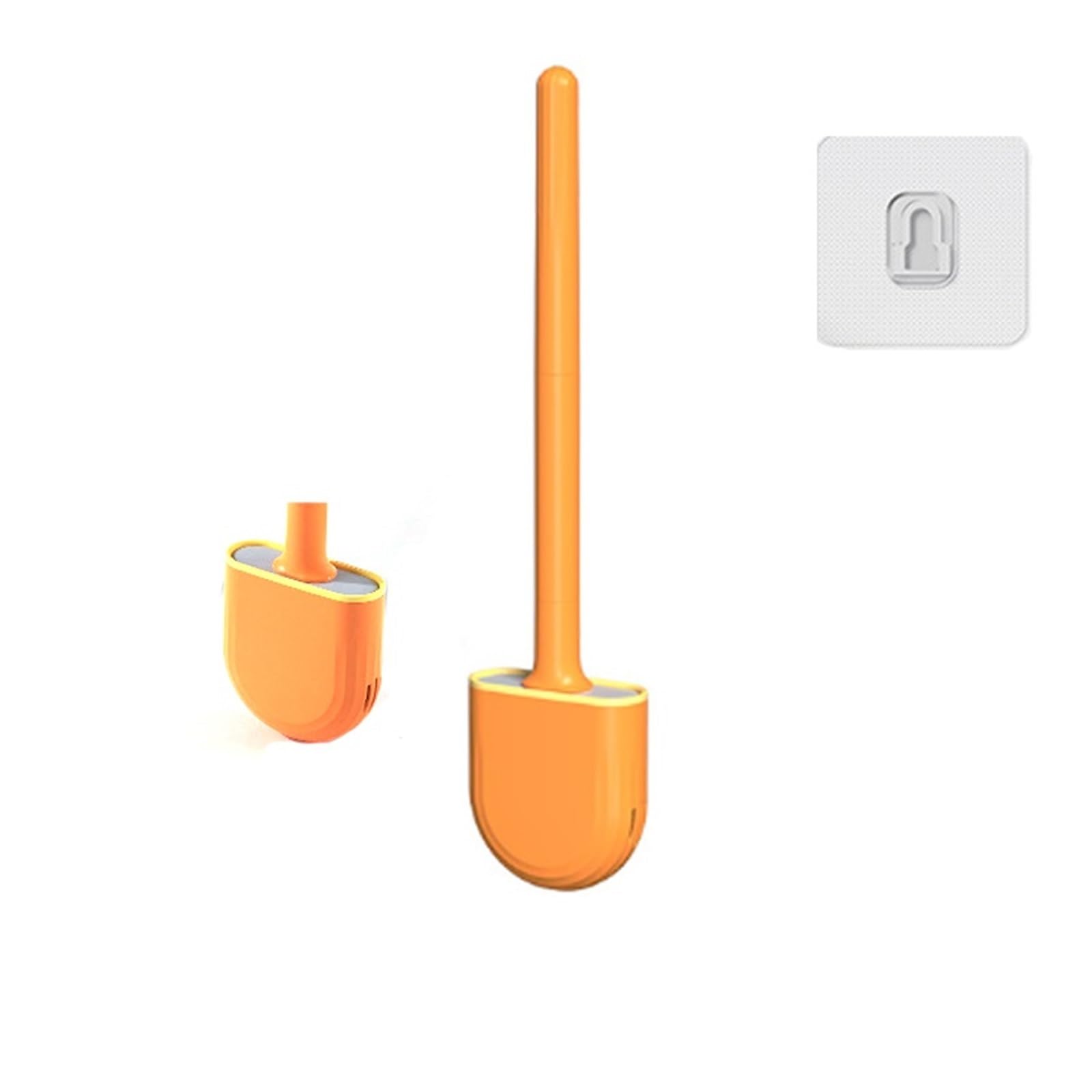 Wall Hanging Silicone Toilet Brush With Holder(Style2 orange)