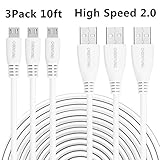 Micro USB Cable, CHIENTUNG 3 Pack 10ft High Speed USB 2.0 Fast Charging Cord Durable Extra Long Android Cable Micro Cable for Samsung, Nexus, LG,Sony, Motorola, Android Phones, Tablet and More