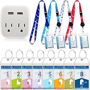 13 Pcs Carnival Cruise Essentials Cruise Accessories Include 4 Cruise Lanyards for Ship Cards with ID Badge Holders, 8 Pcs Cruise Luggage Tags 1 Cruise Power Strip (Colorful, 2 3-Prong Plug)