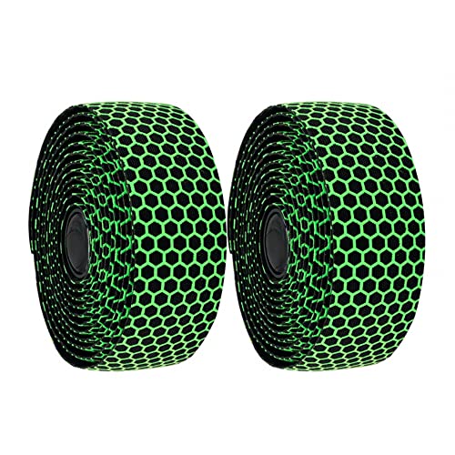 MiOYOOW 2 bandas de manillar de bicicleta transpirables, antideslizantes, con superficie de nido de abeja para bicicleta de carretera de montaña, vinilo para bicicleta