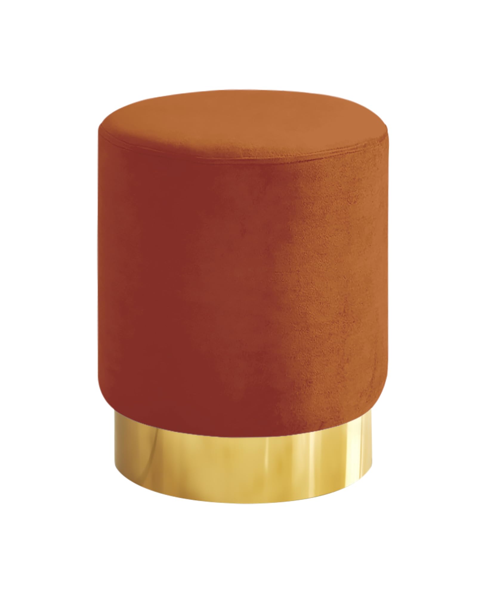 IlGruppone Pouf Cilindro Poggiapiedi Camera Design Pouff Cameretta con Base Dorata Salotto in Velluto Sgabello - Ruggine
