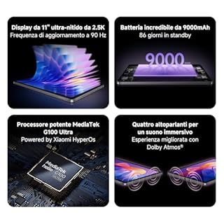 XIAOMI Redmi Pad 2, 8+256GB, Display 11" 2.5K ultra-definito, Batteria 9000mAh(typ), Processore Helio G100-Ultra, Quad speakers audio immersivo, Gray, Garanzia 2 anni (alimentatore non incluso)