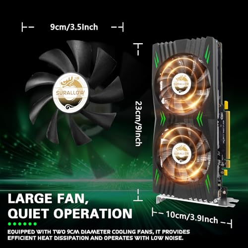 Image of SURALLOW RX 580 Graphics Card 8GB 2048SP, GDDR5, 256 Bit, Pc Gaming Video Card, 3*DP, HDMI, PCI Express 3.0 with Freeze Fan Stop for Desktop Computer GPU for Gaming PC