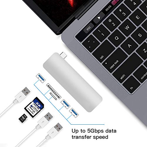 Andoer Adaptador de conversor 5IN1 USB-C multi-porta para USB 3.0 Type-C Leitor de cartão SD TF Plug