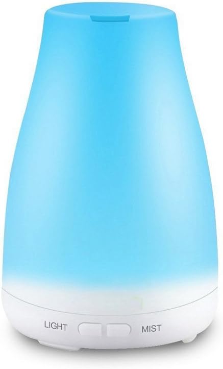 160ml Aroma Essential Oil Diffuser Ultrasonic Cool Mist Aromatherapy Humidifier with 7 Color LED Lights Changing - Waterless Auto Shut-off Function for Kids Home Office Baby Bedroom Spa Gym Yoga