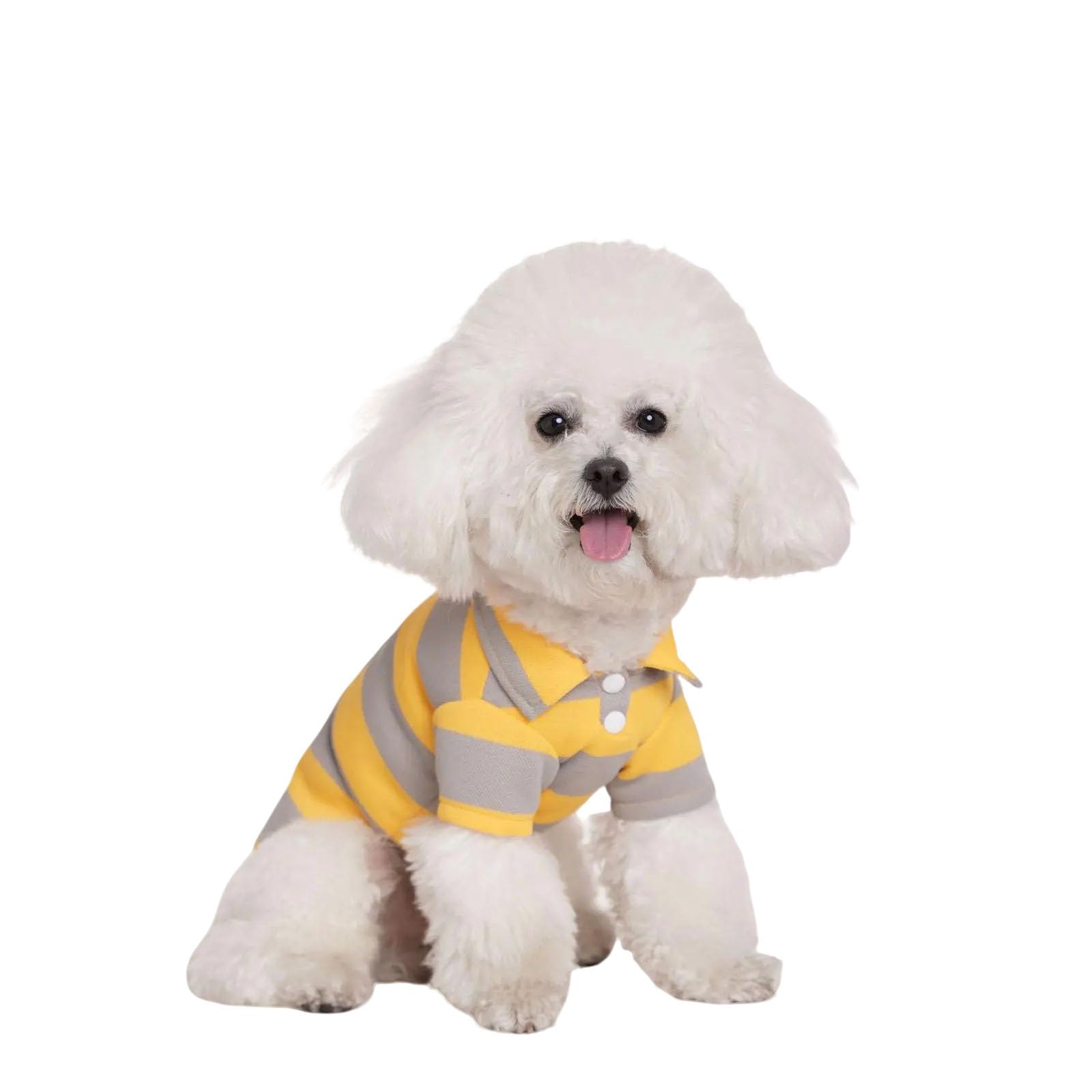 Dog Shirts for Small Medium Pets, Cute Polo Shirts Striped Collar T-Shirt Spring Summer Dogs Cats Outfits, Breathable Thin Dogs Clothes for Yorkie Puppy Kitten (Yellow,XL)
