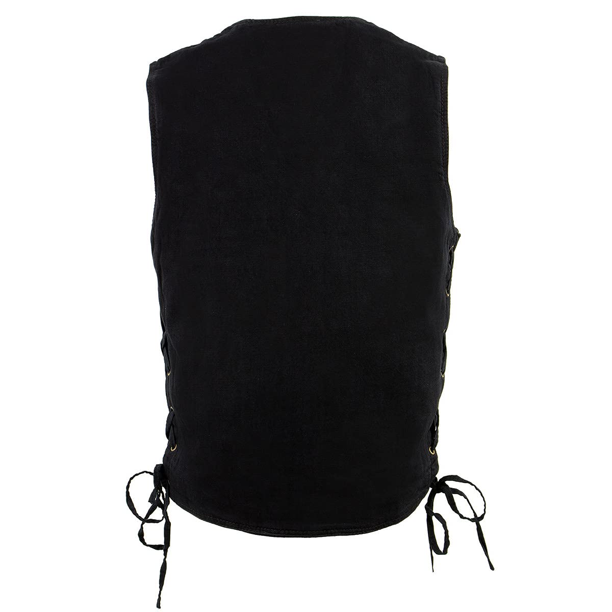 Milwaukee Leather DM1315 Men's Black Classic Denim Western Style Cowboy Biker Vest with Adjustable Side Laces - Medium