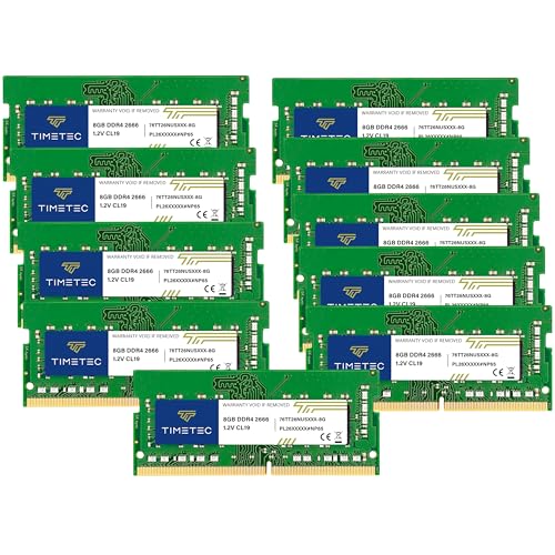 Image of Timetec 80GB KIT (10x8GB) DDR4 2666MHz (PC4-2666V) PC4-21300 SODIMM Laptop RAM - 260-Pin 1.2V CL19 Non-ECC Unbuffered Memory Module for Laptop, Notebook, Mini PC, All-in-One