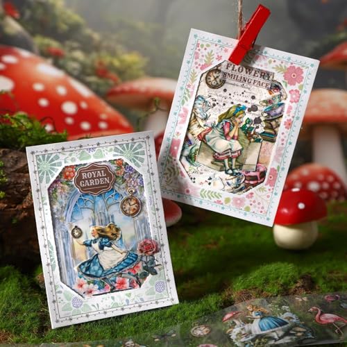 Image of 6 Rolls PET Tape Stickers for Journaling,Alice Fairy Washi Tape Stickers for Scrapbooking Supplies,Junk Journal,Phone Case,Photo Frame,Calendar,Cups(Spring)