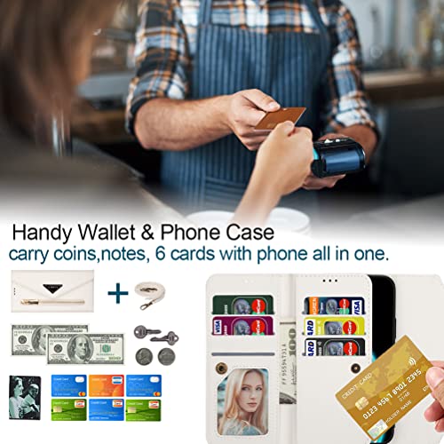 Harsel Galaxy S10E Case Cover Zipper Wallet Case For Women/Men,Flip Folio Purse Leather Crossbody Case With Card Holder Shoulder Strap Shockproof Samsung S10E Lanyard Phone Case Handbag White #TOP1