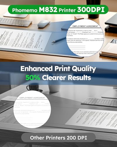Phomemo Inkless Portable Printer, Portable Printers Wireless for Travel, M832 Bluetooth Thermal Mobile Printer for Phone Laptop, Support 8.5'' x 11'' & A4 Thermal Paper, for Office Home School