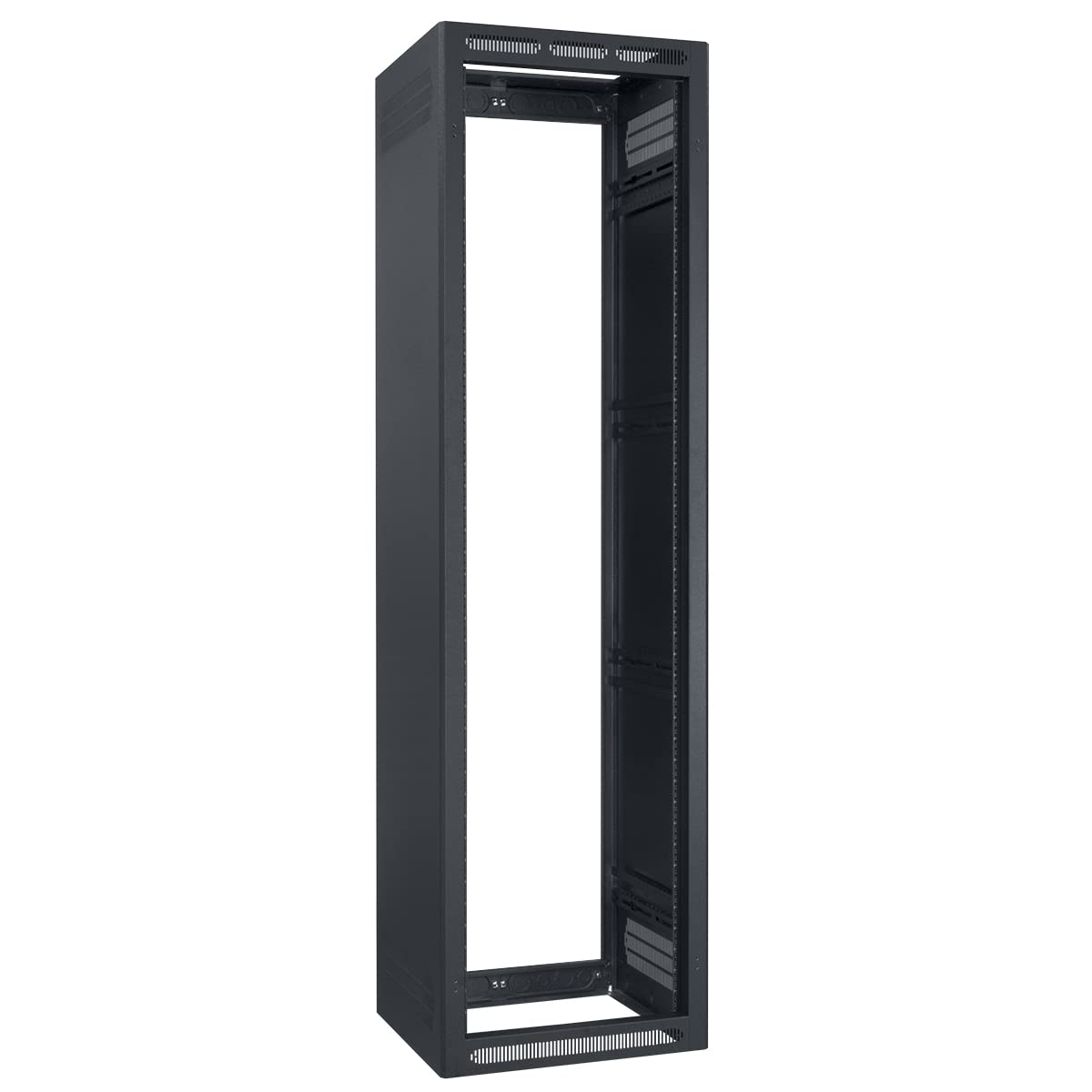 Lowell LER-4427-LRD LER Series 44U X 27 Inches D Enclosed AV Rack Without Rear Door, Black; Pilot Point Screws with Captive Washers; Configurable Top with 7U Opening (Solid Closure Panels Included)