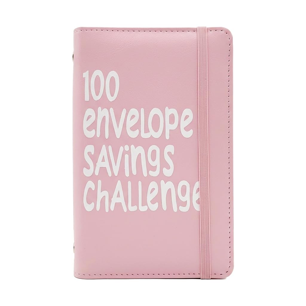Lethra 100-Day Envelope Savings Challenge Booklet-an Easy & Fun Savings Challenge Journal Book to Help You Save $5,050 Reusable Cash Binder for School,Home,and Office Use(100 Pages Pink)