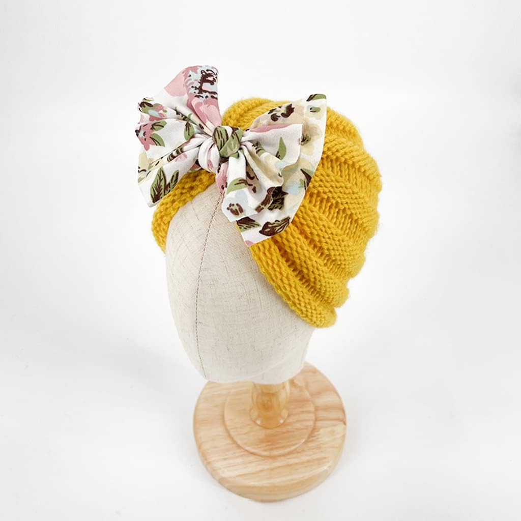 XYX Winter Baby Toddlers Breathable Cotton Beanie Hat Newborn Knotted Hat Cute Warm Knit Soft Turban Bow Knot Cap (Hat-multicolored3) - Image 7