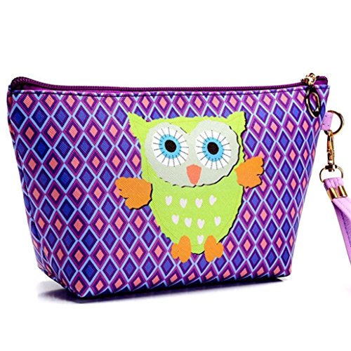 Cinnamou Portable Chouette Sac de maquillage avec fermeture Éclair Trousse de toilette Organiseur de voyage maquillage Sac d'embrayage