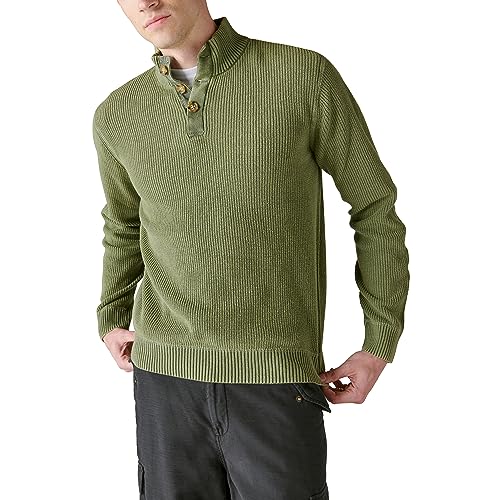 Lucky Brand Men's Mixed Media Mock Neck Sweater