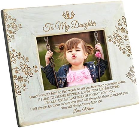 K KENON Engraved Wooden Frame for Daughter, Personalized Natural Wood Photo Frame Gift for Daughter Son Graduation Gift from Mom, from Dad (For Daughter from Mom)