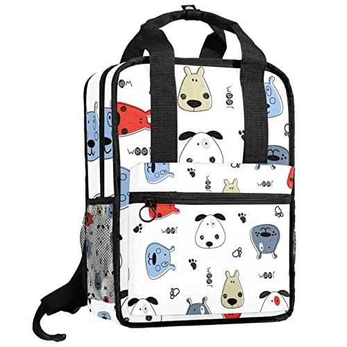 Sac à dos garçons avec bretelles réglables confortables et imprimé teckel fleuri