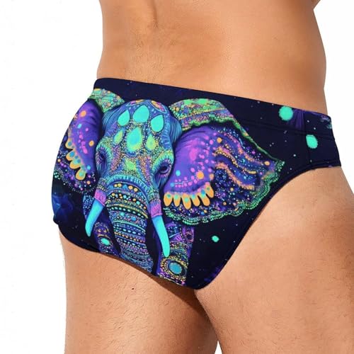 Elephant Glowing Men's Swim Briefs Low Waist Bikini Swimsuit Underwear Beach Swimwear3