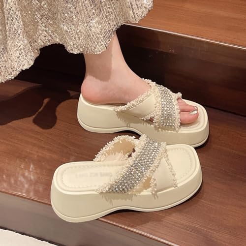 HBJWOV Thick Soled Raised Cross Strap Sandals Versatile Internet Celebrity Casual Sandals2