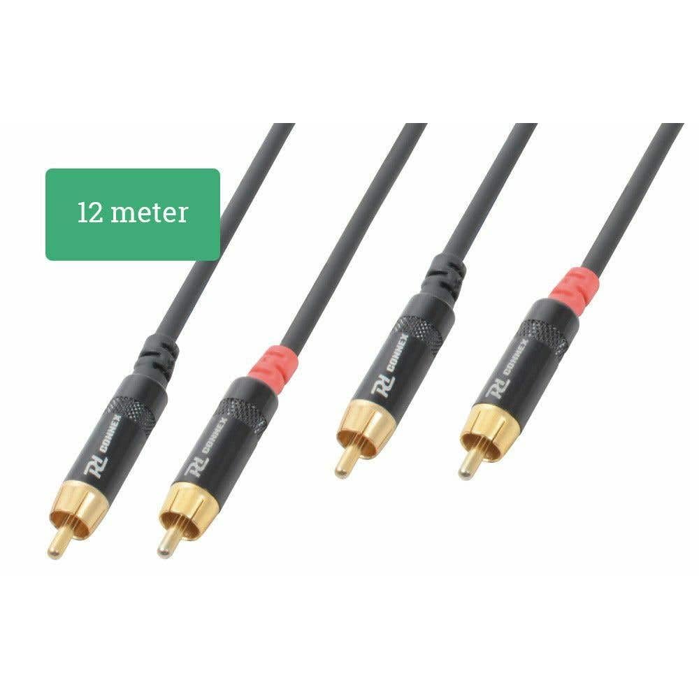 Câble Audio Cordon 2x RCA Mâle/2x RCA Mâle - 12m - Idéal pour Relier votre Ordinateur Portable, votre TV, Tablette, Smartphone…