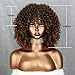 Xinran Omber Brown Kinky Curly Wig for Black Women, Short Curly Afro Wigs with Bangs, Synthetic African American Full Hair Wig 14 inch
