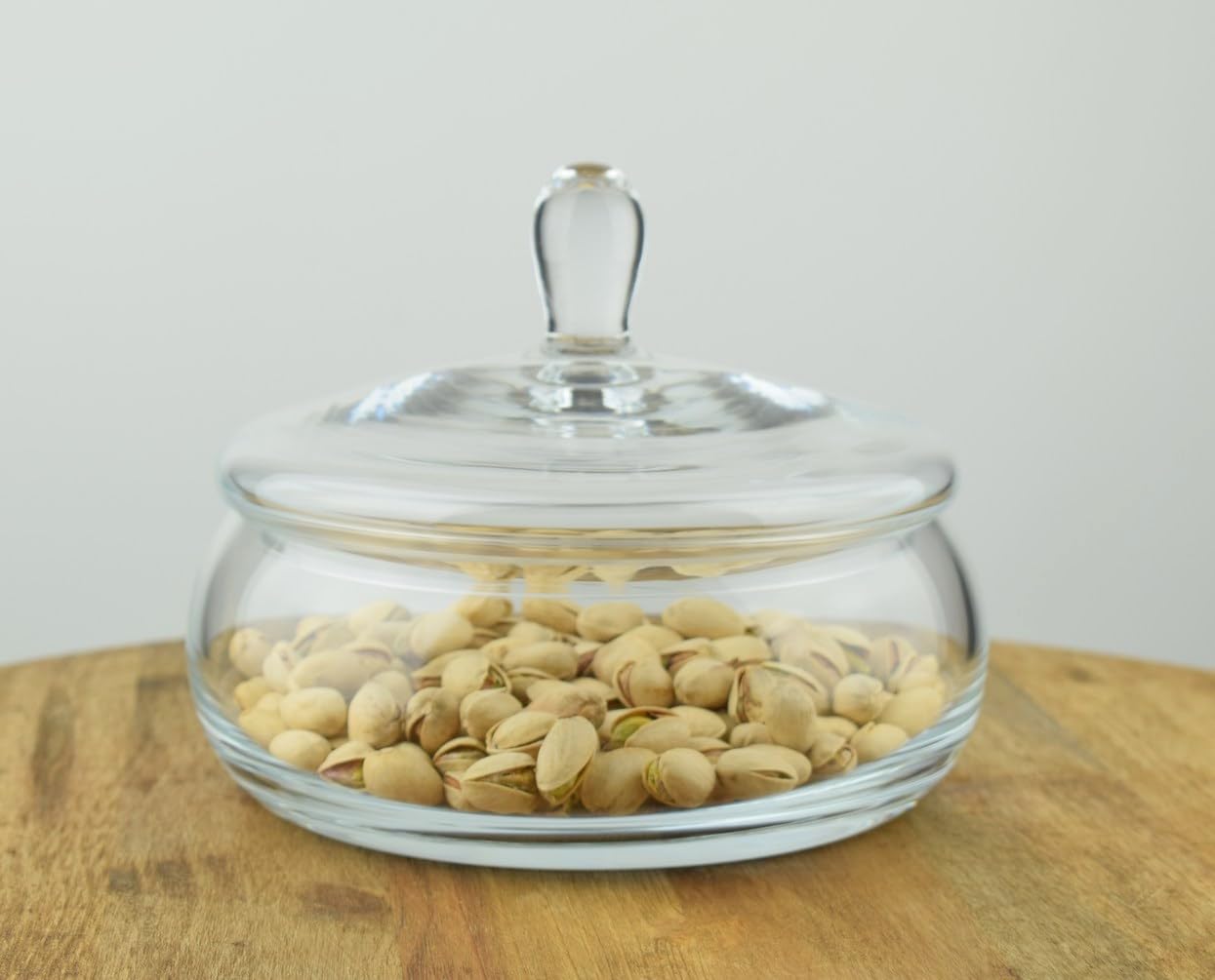 EMH Handmade Clear Glass Jar Cookie Sweet Candies Storage Jar With Lid H:15 cm