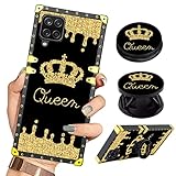 BITOBE Designed for Galaxy A12 5G Case Queen Crown Luxury Square Phone Case Retro Elegant Soft TPU D
