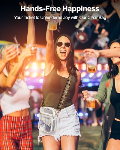 Image of PACKISM Clear Bag for Stadium Events - Clear Purses for Women Transparent Crossbody Messenger Bag for Concerts Game Day